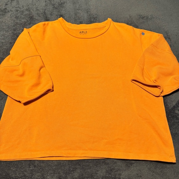 ABLE Norah Puff Sleeve Sweatshirt Pink | M - Picture 9 of 13